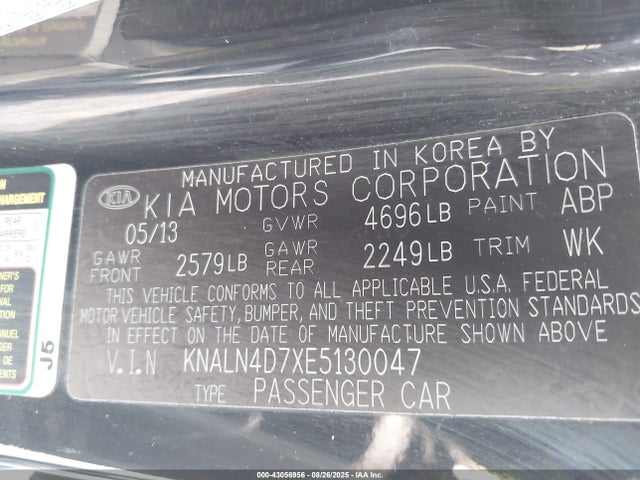KIA v6 gdi lambda ii 2014 KNALN4D7XE5130047 Image 9