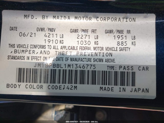 Mazda py 2021 JM1BPBBL1M1346775 Image 9