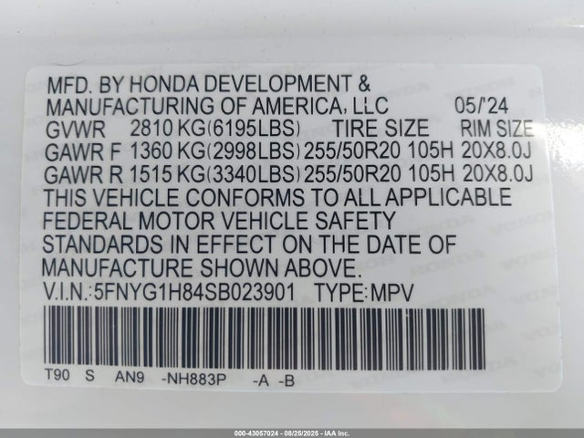 5FNYG1H84SB023901 Honda j35y8