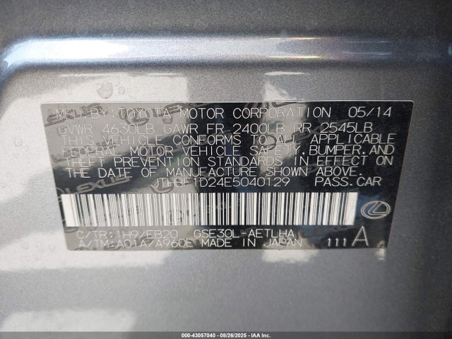 Lexus 4gr-fse 2014 JTHBF1D24E5040129 Image 9