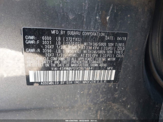 Subaru 2019 2019 4S4WMAPD5K3475444 Image 9