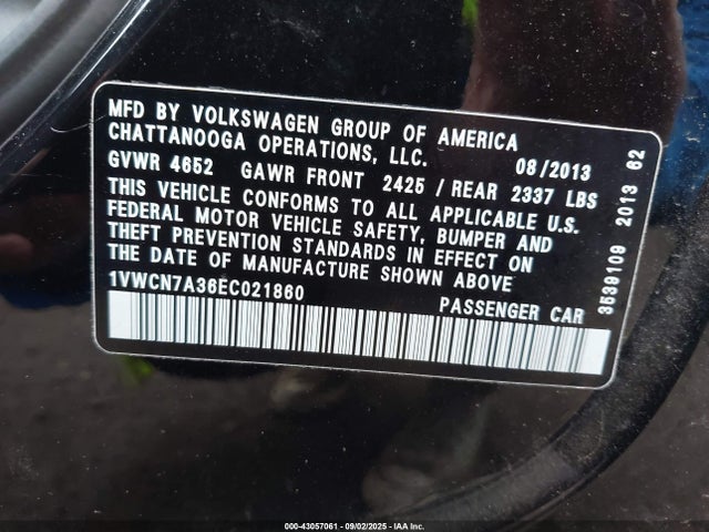 Volkswagen Passat 2014 1VWCN7A36EC021860 Image 9