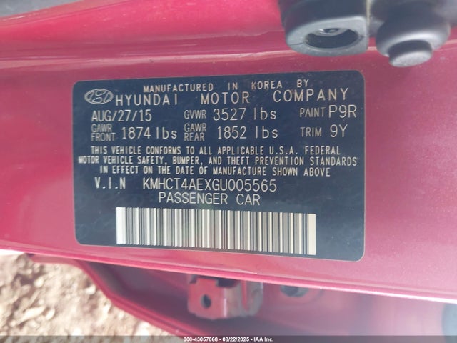Hyundai dohc gdi gamma 2016 KMHCT4AEXGU005565 Image 9