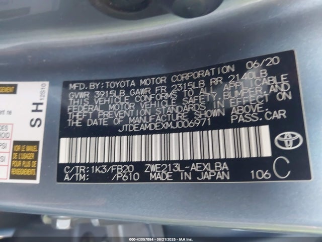 Toyota 2zr-fxe, 1nm 2021 JTDEAMDEXMJ006971 Image 9