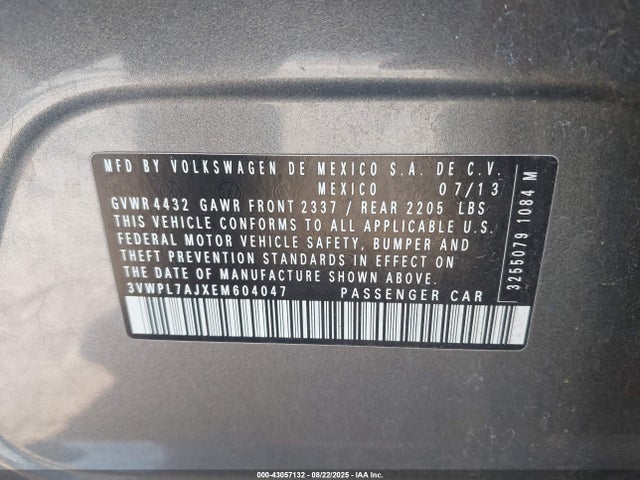 3VWPL7AJXEM604047 Volkswagen 2014