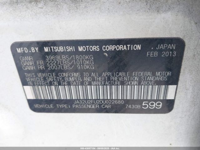 2013 MITSUBISHI LANCER JA32U2FU2DU022680 Photo 8