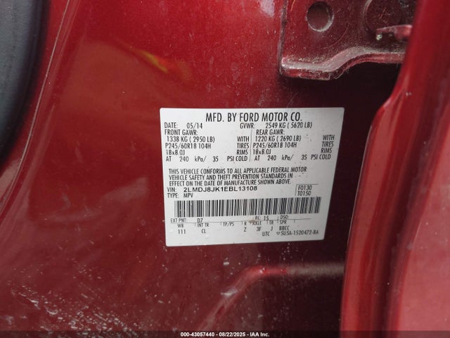 2LMDJ8JK1EBL13108 Lincoln MKX