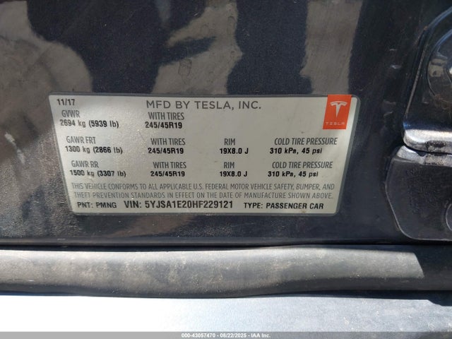 2017 TESLA MODEL S 5YJSA1E20HF229121 Photo 8