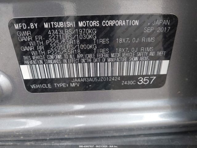 2018 MITSUBISHI OUTLANDER SPORT JA4AR3AU5JZ012424 Photo 8