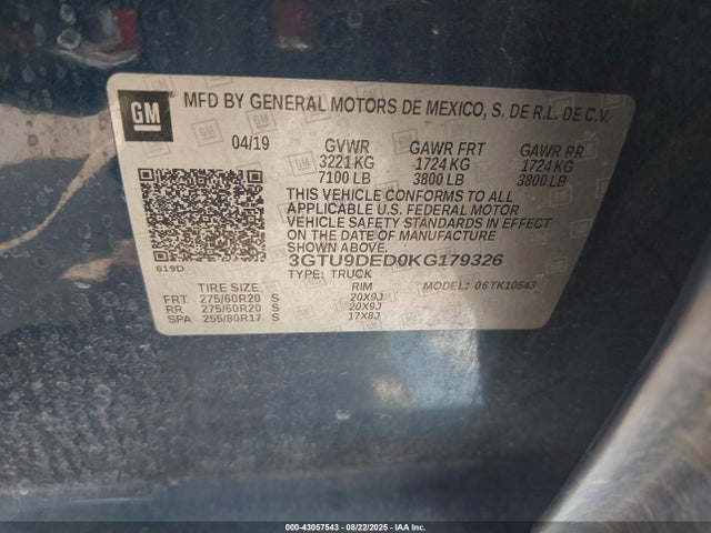 3GTU9DED0KG179326 GMC l84 - di, dfm, alum, gen 5, var 2