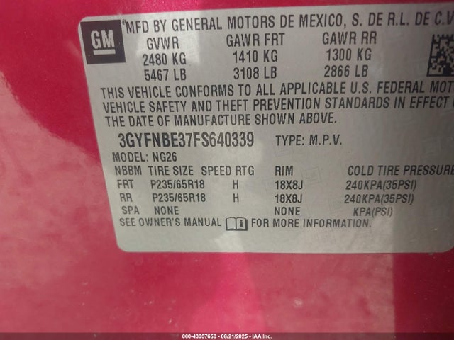 2015 CADILLAC SRX 3GYFNBE37FS640339 Photo 8