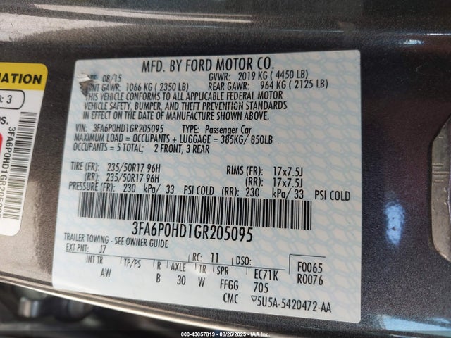 Ford 2016 2016 3FA6P0HD1GR205095 Image 9