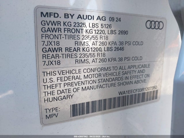 2024 AUDI Q3 WA1EECF33R1207350 Photo 8