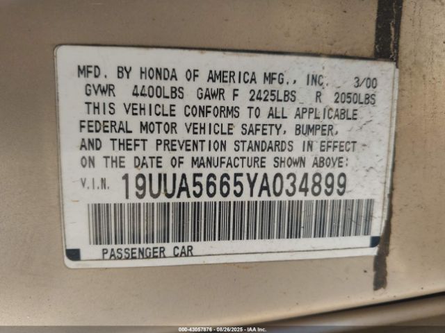 2000 ACURA TL 19UUA5665YA034899 Photo 8