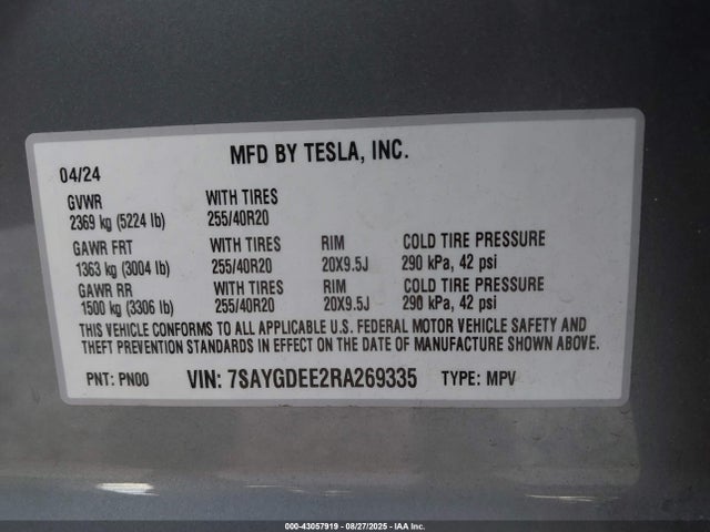 Tesla Model Y 2024 7SAYGDEE2RA269335 Image 9