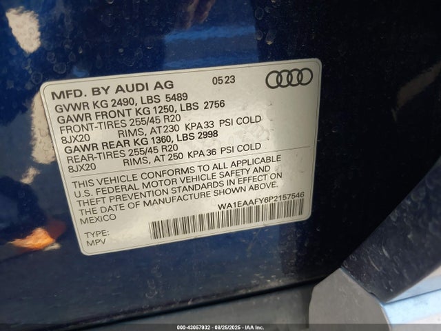 2023 AUDI Q5 WA1EAAFY6P2157546 Photo 8