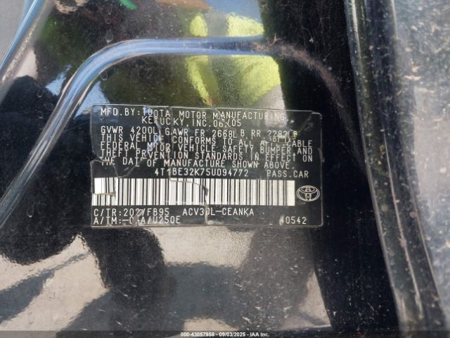 2005 TOYOTA CAMRY 4T1BE32K75U094772 Photo 8