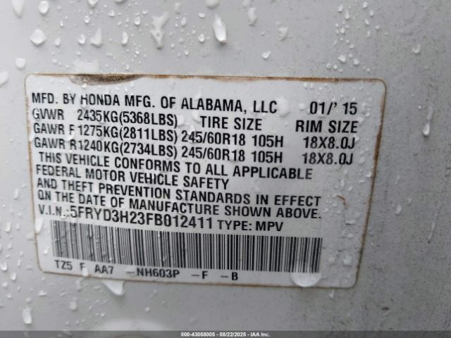 2015 ACURA MDX 5FRYD3H23FB012411 Photo 8