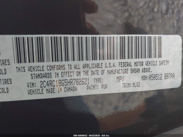 2C4RC1BG5HR782621 Chrysler Pacifica