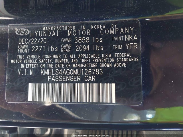 Hyundai mpi nu pe 2021 KMHLS4AG0MU126783 Image 9