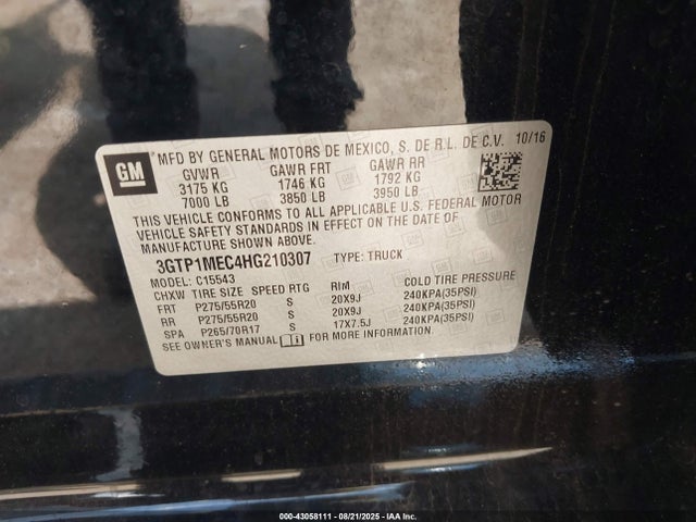3GTP1MEC4HG210307 GMC l83 -spark ignited direct injection, variable valve timing, afm, e85 max, alum