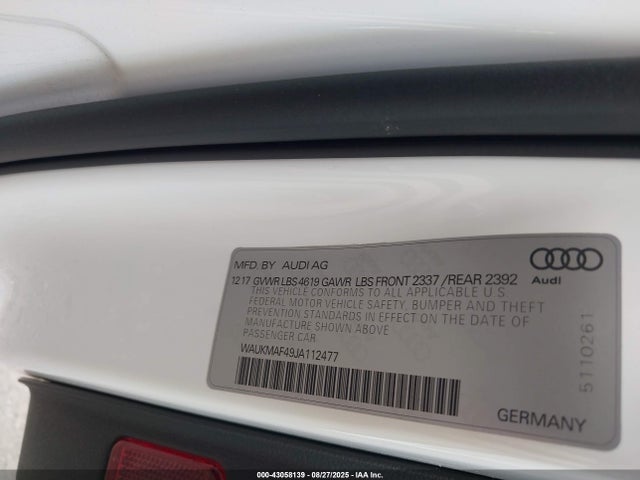 2018 AUDI A4 WAUKMAF49JA112477 Photo 8
