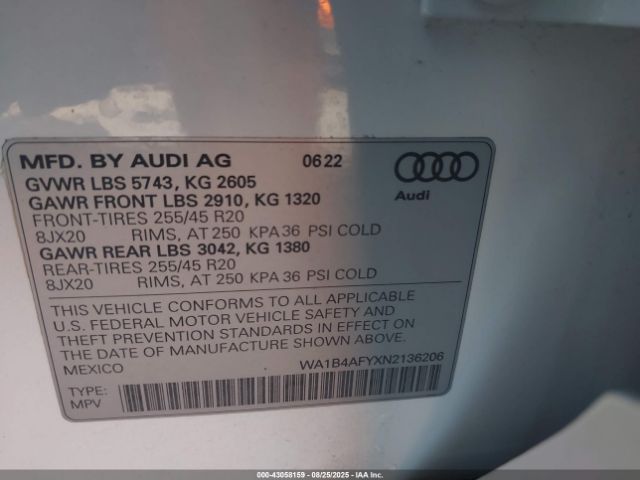 2022 AUDI SQ5 WA1B4AFYXN2136206 Photo 8