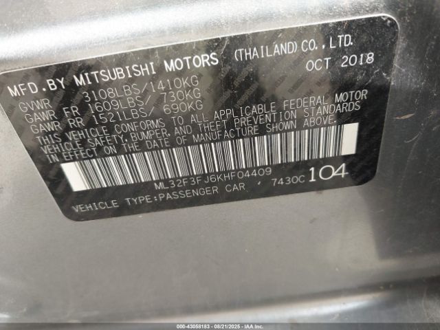 2019 MITSUBISHI MIRAGE G4 ML32F3FJ6KHF04409 Photo 8