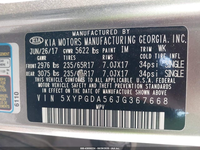 KIA gdi lambda-ii 2018 5XYPGDA56JG367668 Image 9