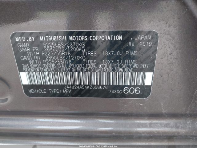2019 MITSUBISHI OUTLANDER PHEV JA4J24A54KZ056676 Photo 8