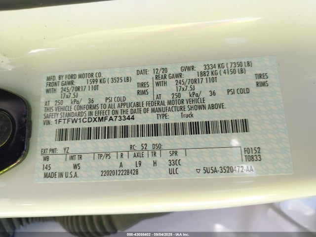 Ford hev 2021 1FTFW1CDXMFA73344 Image 9