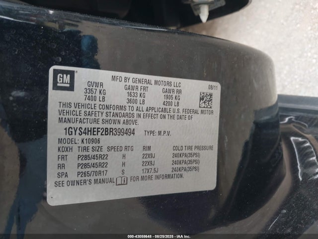 2011 CADILLAC ESCALADE ESV 1GYS4HEF2BR399494 Photo 8