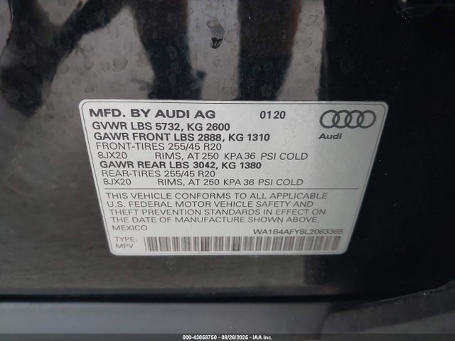 WA1B4AFY8L2063365 Audi SQ5