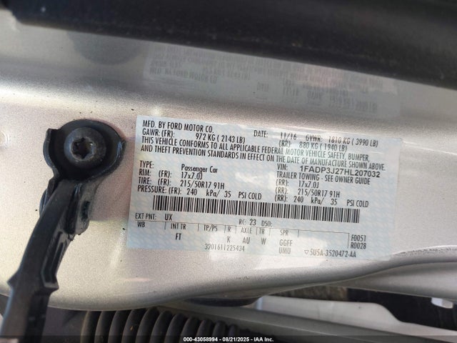 1FADP3J27HL207032 Ford 2.0l gdi