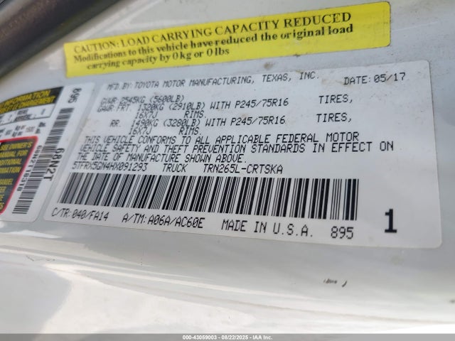 5TFRX5GN4HX091293 Toyota 2tr-fe