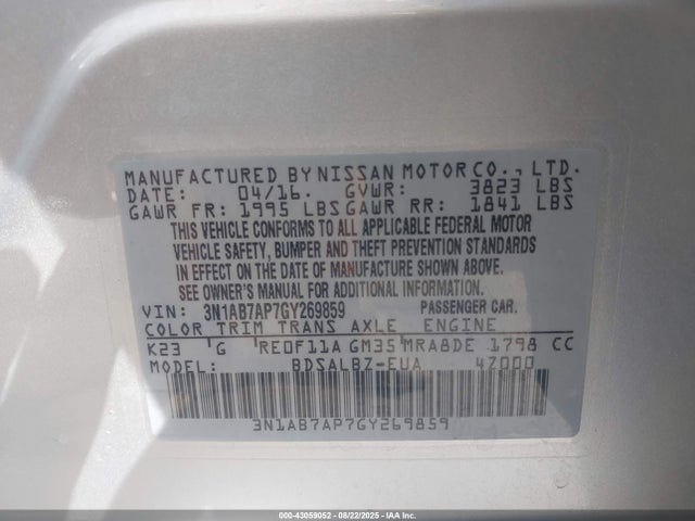 3N1AB7AP7GY269859 Nissan 2016