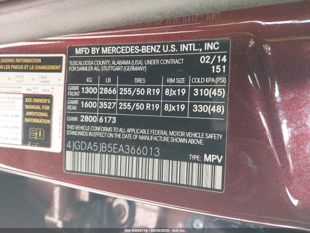 Mercedes-Benz Ml-Class 2014 4JGDA5JB5EA366013 Image 9