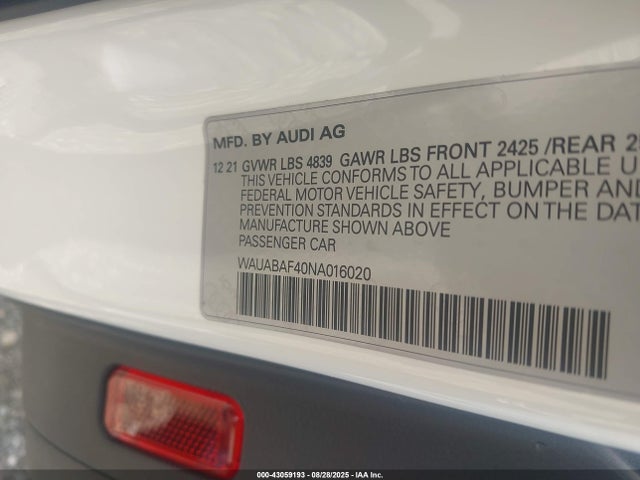 2022 AUDI A4 WAUABAF40NA016020 Photo 8