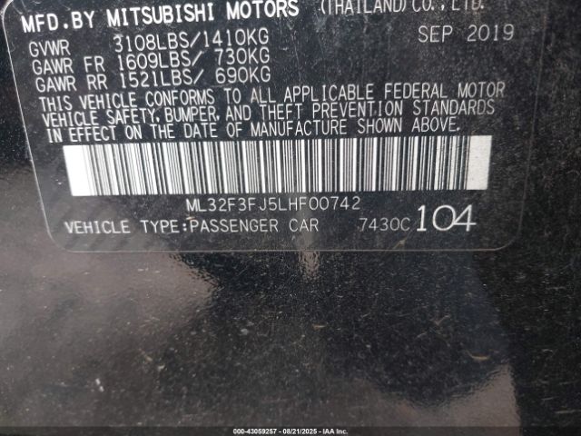 2020 MITSUBISHI MIRAGE G4 ML32F3FJ5LHF00742 Photo 8
