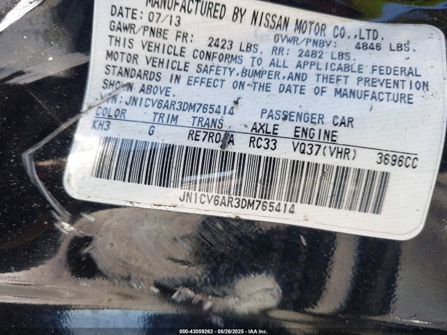 Продажа на аукционе авто 2013 Infiniti G37x, vin: JN1CV6AR3DM765414, номер лота: 43059262