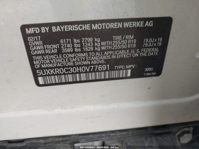 BMW X5 2017 5UXKR0C30H0V77691 Image 9