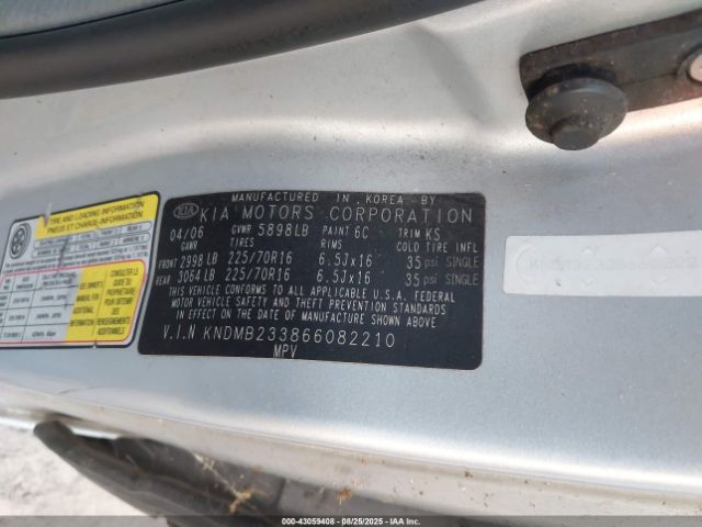 2006 KIA SEDONA KNDMB233866082210 Photo 8