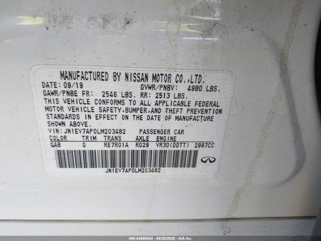 Infiniti Q50 2020 JN1EV7AP0LM203482 Image 9