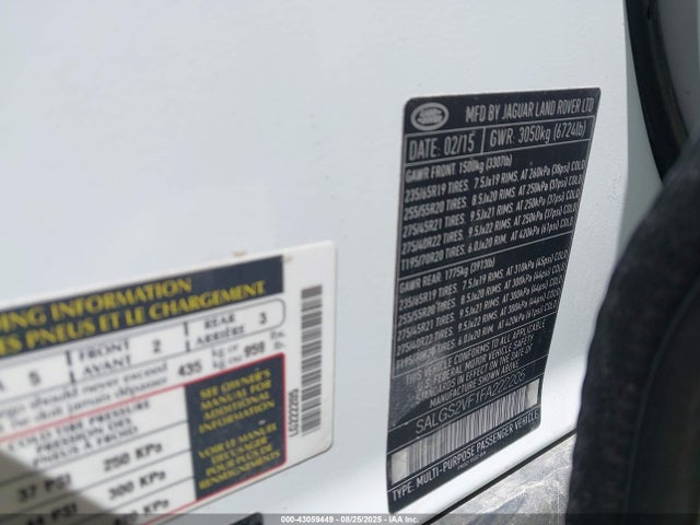 SALGS2VF1FA222205 Land Rover supercharged lev3 sulev30