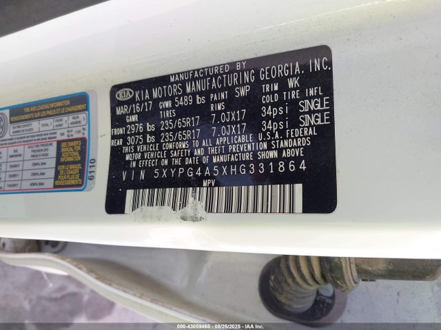 5XYPG4A5XHG331864 KIA Sorento