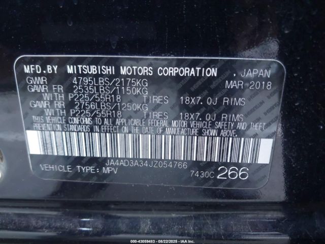 2018 MITSUBISHI OUTLANDER JA4AD3A34JZ054766 Photo 8