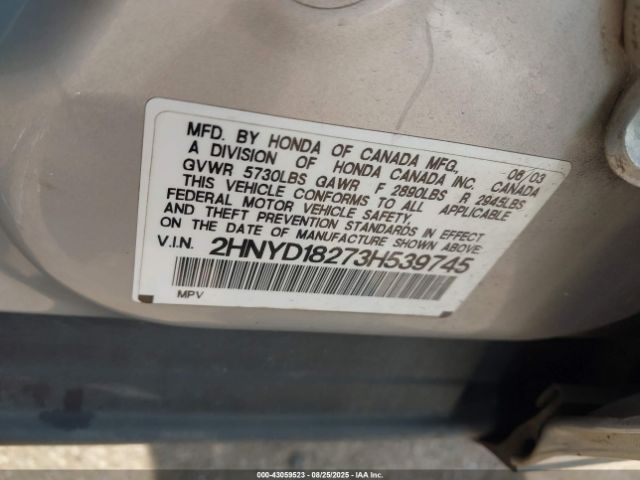 2003 ACURA MDX 2HNYD18273H539745 Photo 8