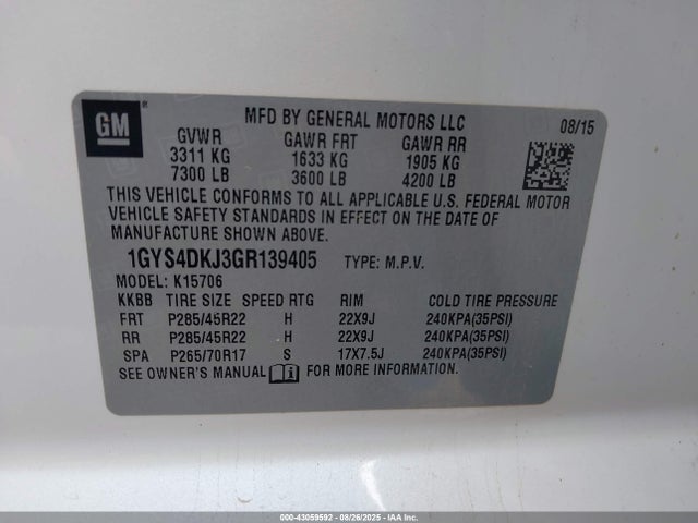 2016 CADILLAC ESCALADE 1GYS4DKJ3GR139405 Photo 8