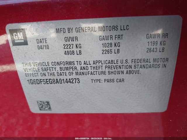 2010 CADILLAC CTS 1G6DF5EG8A0144273 Photo 8