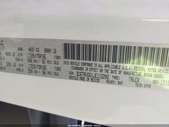 RAM Promaster 2500 2018 3C6TRVDG1JE112202 Image 9